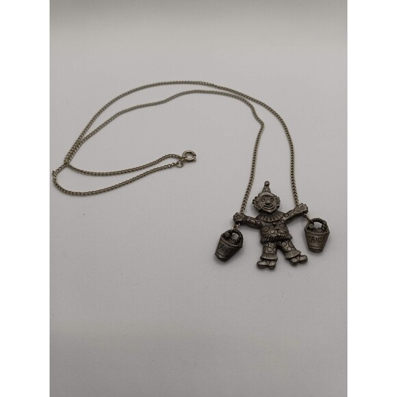 Jonette Jewelry climbing Clown Necklace With Bucket Full Of Candy Pewter Vintage - Picture 14 of 15